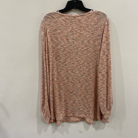 Lane Bryant 18/20 Orange Heather Stretch Knit Faux Button Front Top Plus - Picture 2 of 8